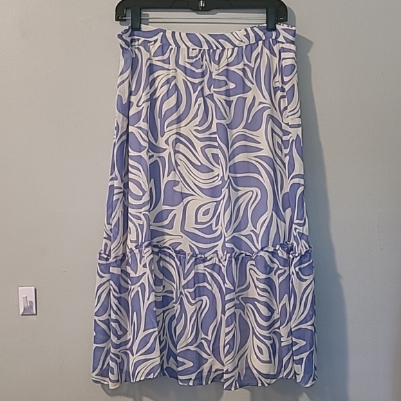 1. State 2pc Halter Tie Back Top & Ruffle Tiered Skirt Blue White Floral Wmns L - Picture 6 of 15